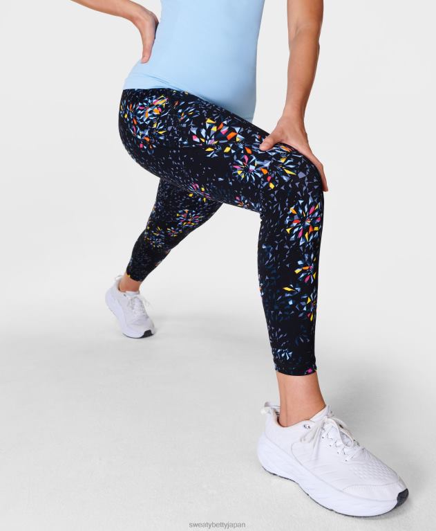 Sweaty Betty 女性 パワー 7/8 ワークアウト レギンス L4RHF10 衣類 ブラックのファセットフラワープリント