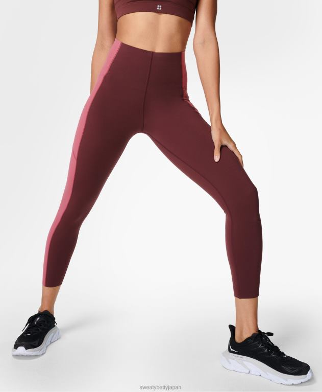 Sweaty Betty 女性 パワーブロック ハイウエスト 7/8 ワークアウト レギンス L4RHF1063 衣類 アンブラレッド