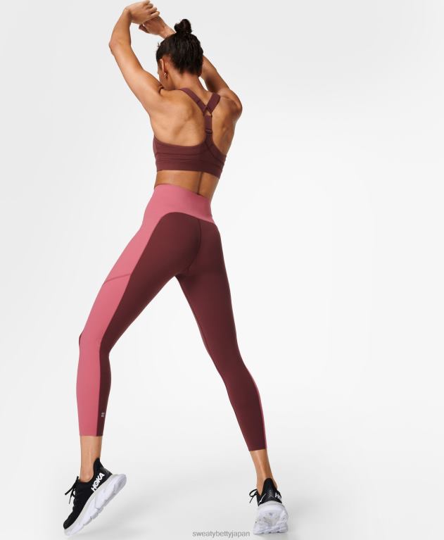 Sweaty Betty 女性 パワーブロック ハイウエスト 7/8 ワークアウト レギンス L4RHF1063 衣類 アンブラレッド