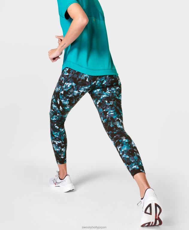 Sweaty Betty 女性 パワー 7/8 ワークアウト レギンス L4RHF11 衣類 ブルーイルミネーションフラワープリント