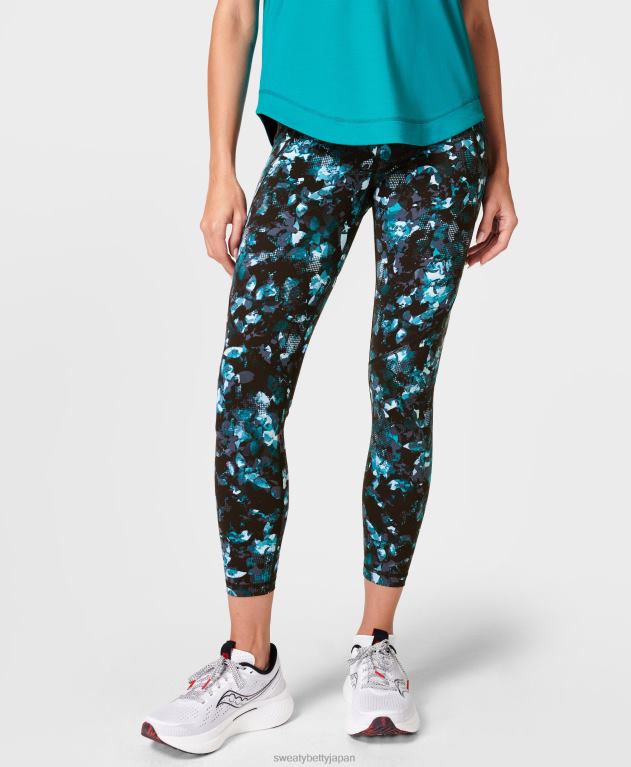 Sweaty Betty 女性 パワー 7/8 ワークアウト レギンス L4RHF11 衣類 ブルーイルミネーションフラワープリント