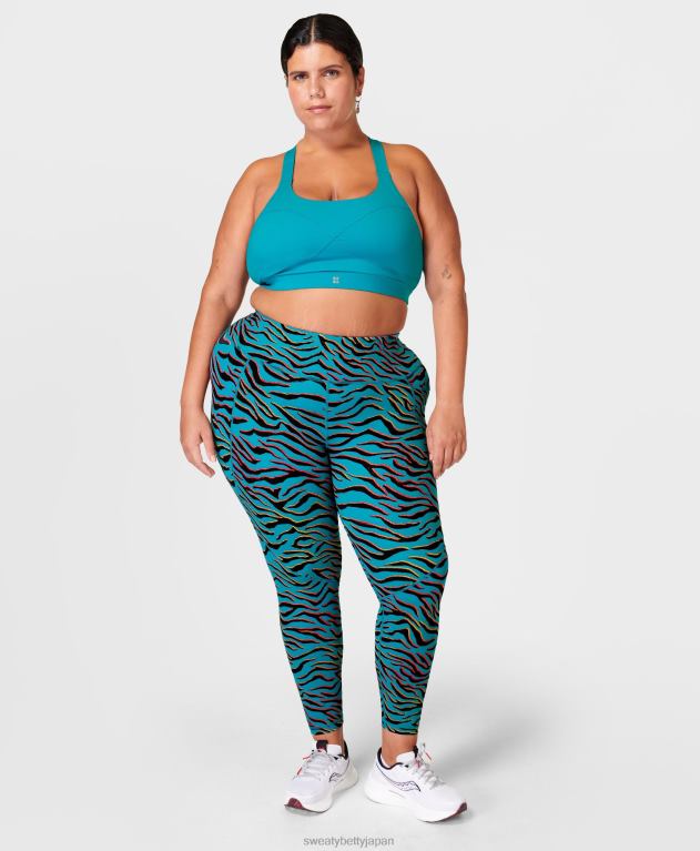 Sweaty Betty 女性 パワー 7/8 ワークアウト レギンス L4RHF12 衣類 ブルーグラデーションタイガープリント