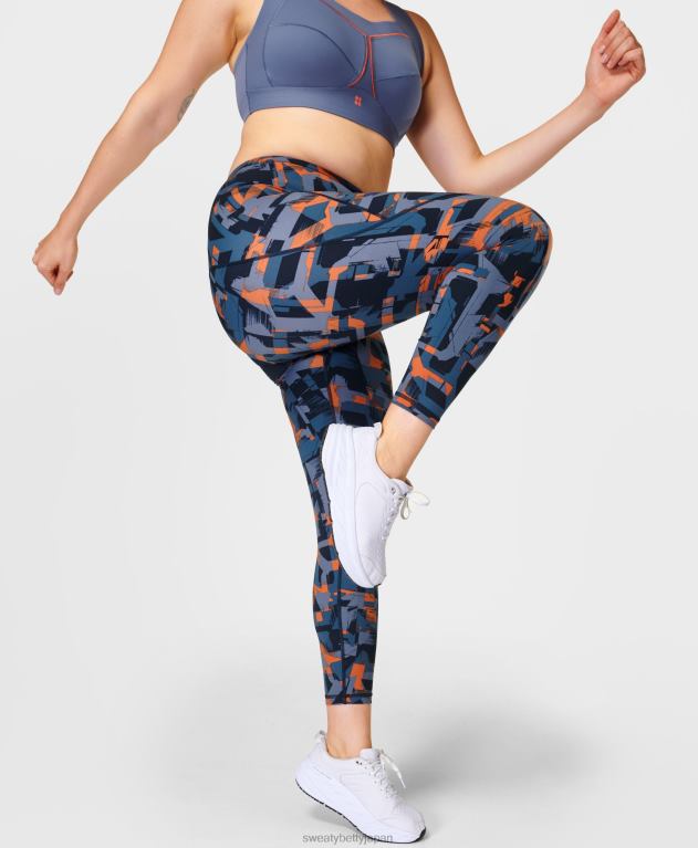 Sweaty Betty 女性 パワー 7/8 ワークアウト レギンス L4RHF13 衣類 ブルースピードジオプリント