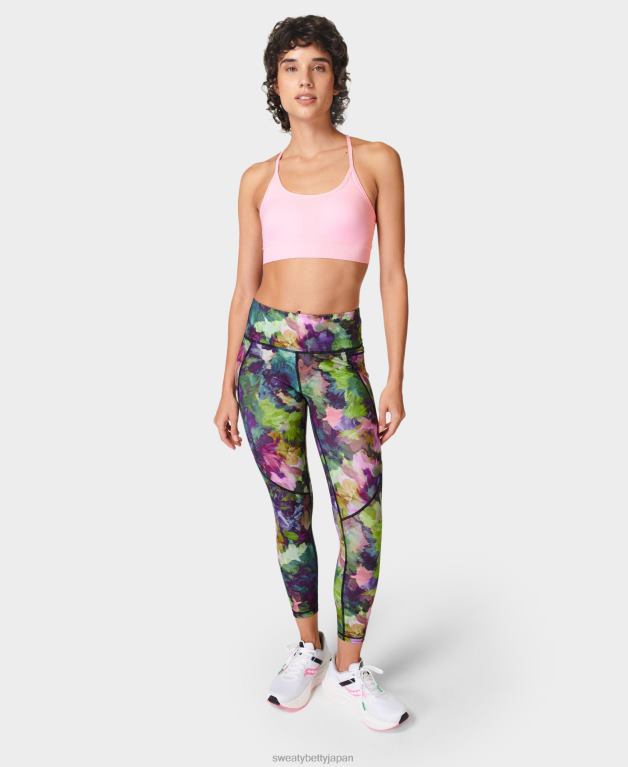 Sweaty Betty 女性 パワー 7/8 ワークアウト レギンス L4RHF16 衣類 グリーンラックスフラワープリント