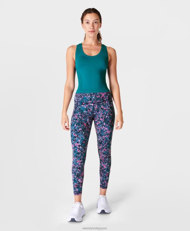 Sweaty Betty 女性 パワー 7/8 ワークアウト レギンス L4RHF19 衣類 ピンクの花びらを散りばめたプリント