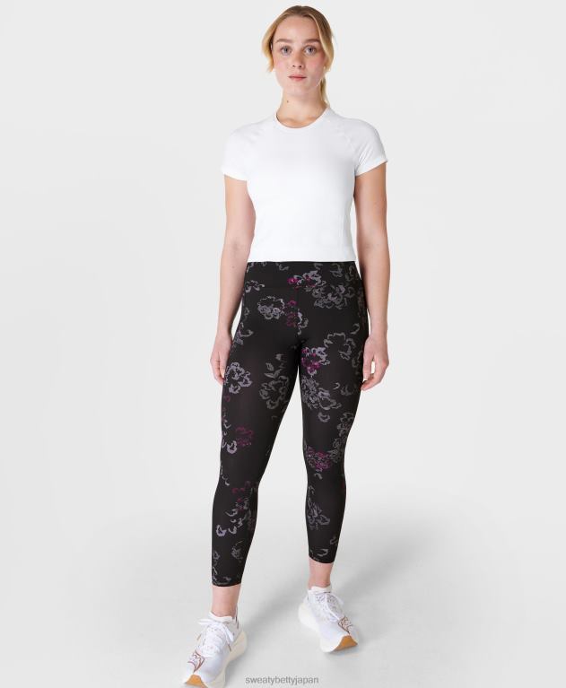 Sweaty Betty 女性 ゼログラビティ 7/8 ランニングレギンス L4RHF207 衣類 ブラックハイテクフローラルプリント