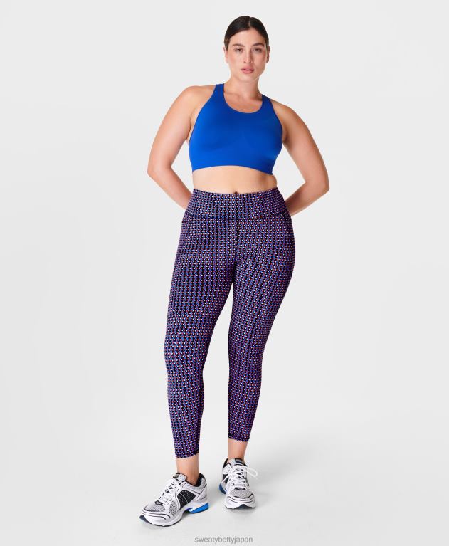 Sweaty Betty 女性 ゼログラビティ 7/8 ランニングレギンス L4RHF209 衣類 赤、白、青のジオプリント