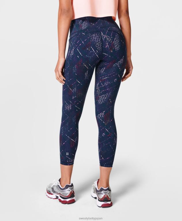 Sweaty Betty 女性 パワー 7/8 ワークアウト レギンス L4RHF24 衣類 ブルーのデコンストラクトチェックプリント