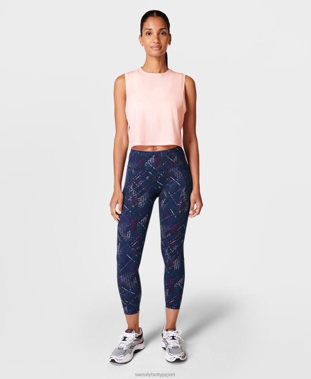 Sweaty Betty 女性 パワー 7/8 ワークアウト レギンス L4RHF24 衣類 ブルーのデコンストラクトチェックプリント