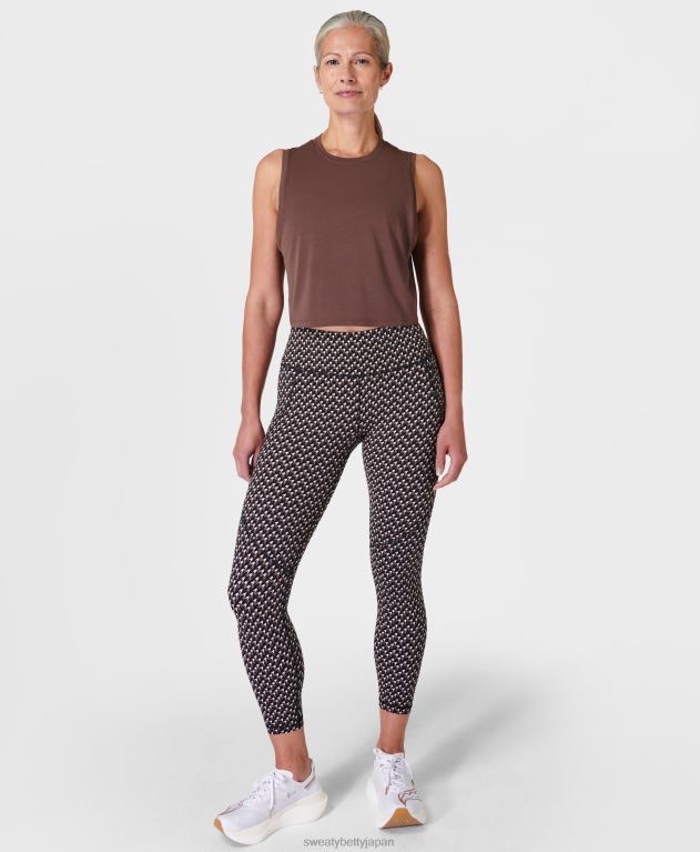 Sweaty Betty 女性 パワー 7/8 ワークアウト レギンス L4RHF25 衣類 ブラックのマイクロ千鳥格子プリント