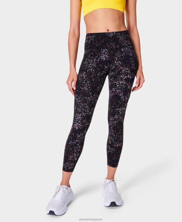 Sweaty Betty 女性 パワー 7/8 ワークアウト レギンス L4RHF33 衣類 黒の紙吹雪プリント