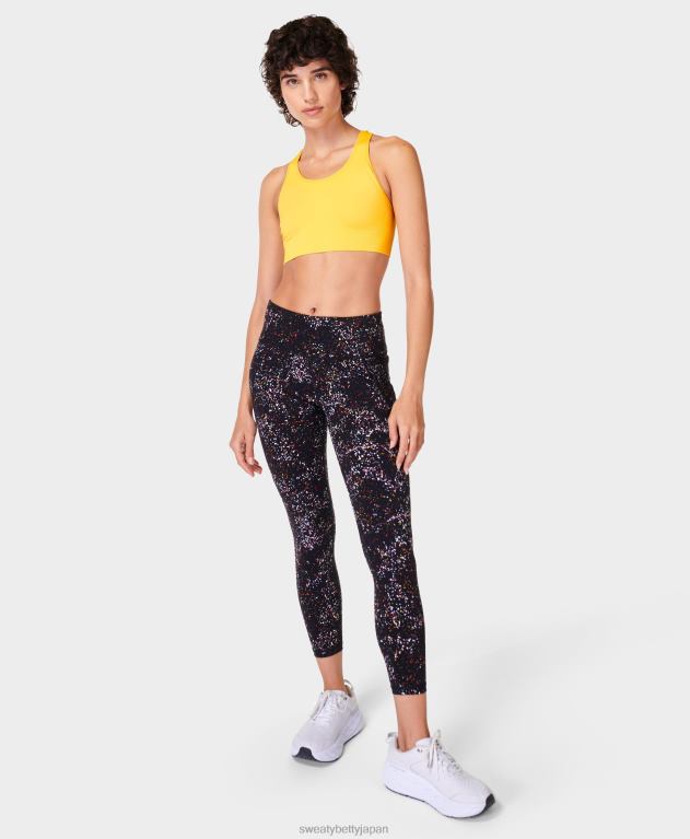 Sweaty Betty 女性 パワー 7/8 ワークアウト レギンス L4RHF33 衣類 黒の紙吹雪プリント