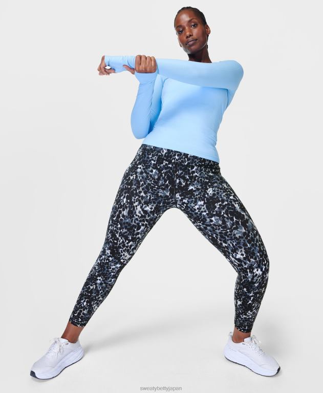 Sweaty Betty 女性 パワー 7/8 ワークアウト レギンス L4RHF36 衣類 グレーのまだらプリント