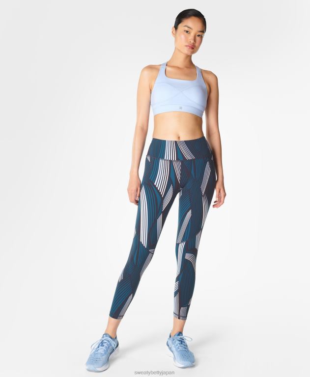 Sweaty Betty 女性 パワー 7/8 ワークアウト レギンス L4RHF37 衣類 ブルーウェーブプリント