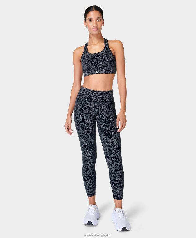 Sweaty Betty 女性 パワー 7/8 反射ワークアウト レギンス L4RHF665 衣類 ブラックチェーン反射プリント