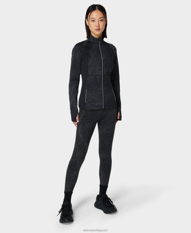 Sweaty Betty 女性 パワー反射 7/8 ワークアウト レギンス L4RHF666 衣類 ブラックの反射イルミネーションプリント