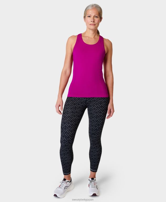 Sweaty Betty 女性 パワプロ7/8 トレーニングレギンス L4RHF90 衣類 グレーのグリッチ タイポグラフィ プリント