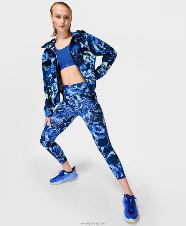 Sweaty Betty 女性 ゼログラビティ ハイウエスト 7/8 ランニングレギンス L4RHF988 衣類 青い華やかな花柄