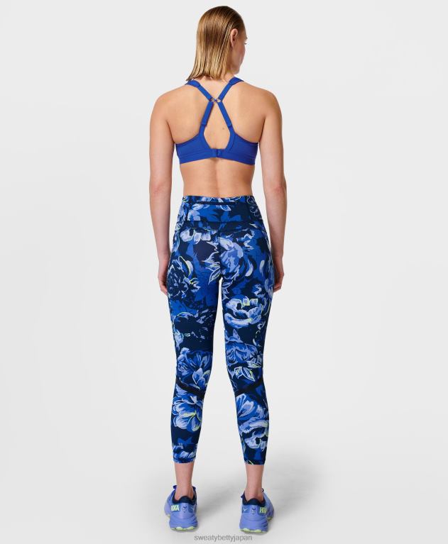 Sweaty Betty 女性 ゼログラビティ ハイウエスト 7/8 ランニングレギンス L4RHF988 衣類 青い華やかな花柄