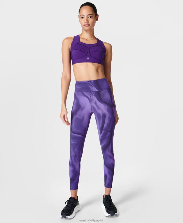 Sweaty Betty 女性 ゼログラビティ ハイウエスト 7/8 ランニングレギンス L4RHF990 衣類 紫色の光速プリント