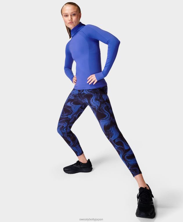 Sweaty Betty 女性 ゼログラビティ ハイウエスト 7/8 ランニングレギンス L4RHF992 衣類 ブルーリップルプリント