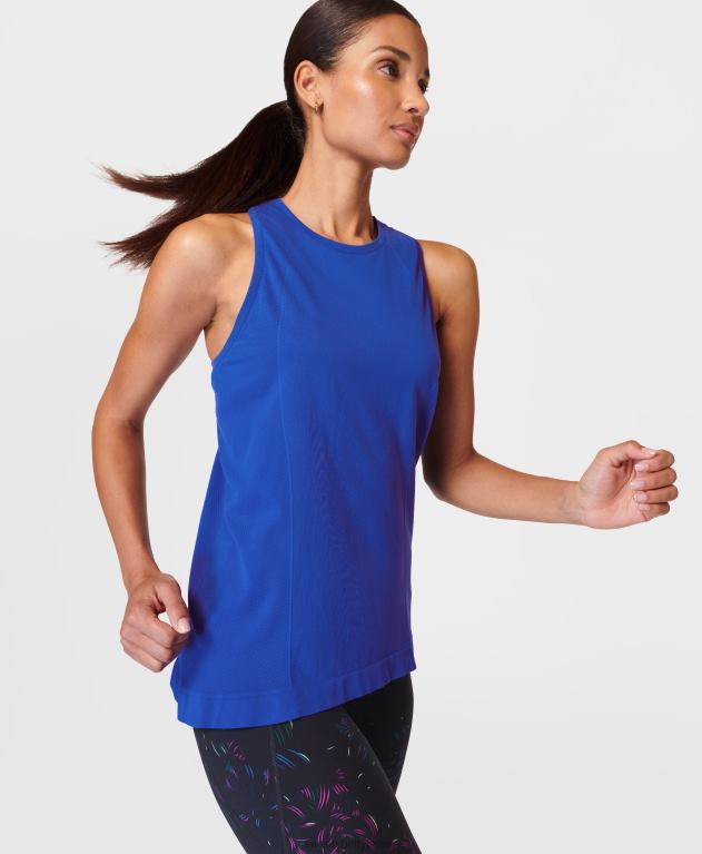 Sweaty Betty 女性 アスリートのシームレスなフェザー級トレーニング タンク L4RHF102 衣類 ライトニングブルー