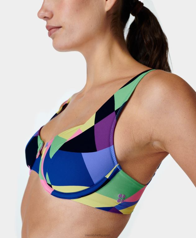 Sweaty Betty 女性 ラグーナ エクストラ ライフ アンダーワイヤー ビキニトップ L4RHF1021 衣類 パープルプリズムカモプリント