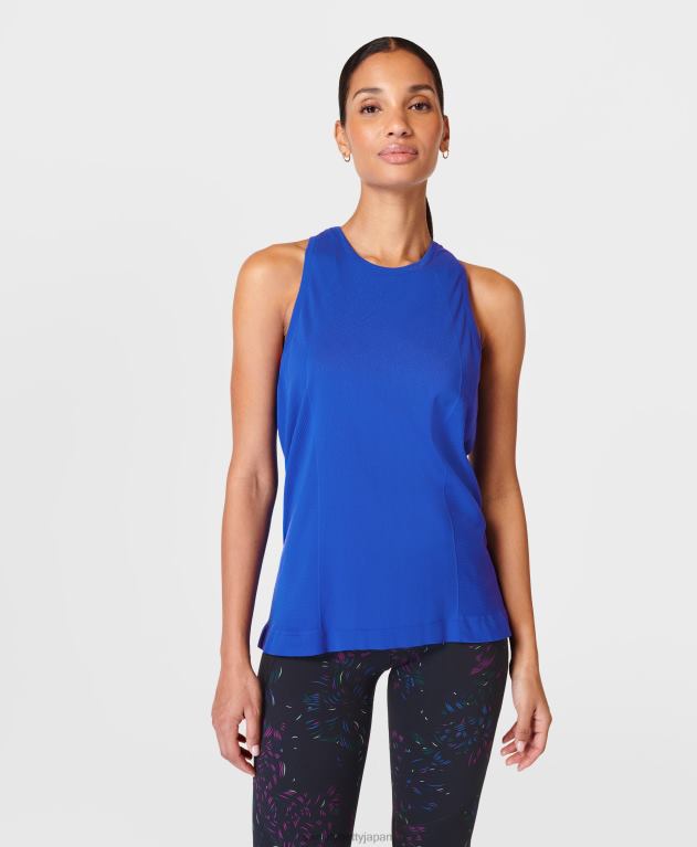 Sweaty Betty 女性 アスリートのシームレスなフェザー級トレーニング タンク L4RHF102 衣類 ライトニングブルー