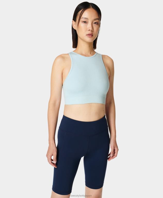 Sweaty Betty 女性 マインドフルシームレスハイネックヨガブラ L4RHF1040 衣類 ビスタブルー