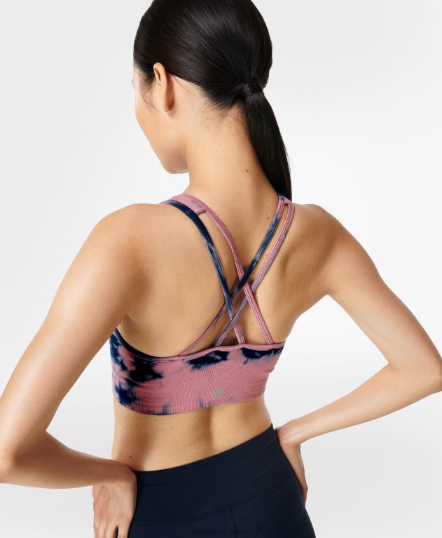 Sweaty Betty 女性 マインドフルシームレスハイネックヨガブラ L4RHF1041 衣類 ブルームピンクのタイダイ