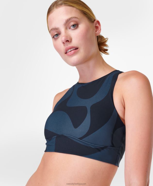 Sweaty Betty 女性 オーシャンニック エクストラ ライフ ビキニトップ L4RHF1078 衣類 ブルーウォーターマーブルプリント