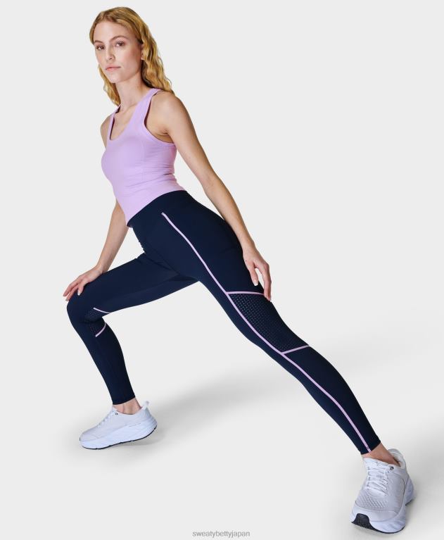 Sweaty Betty 女性 無重力ステートメント ランレギンス L4RHF1098 衣類 ネイビーブルー