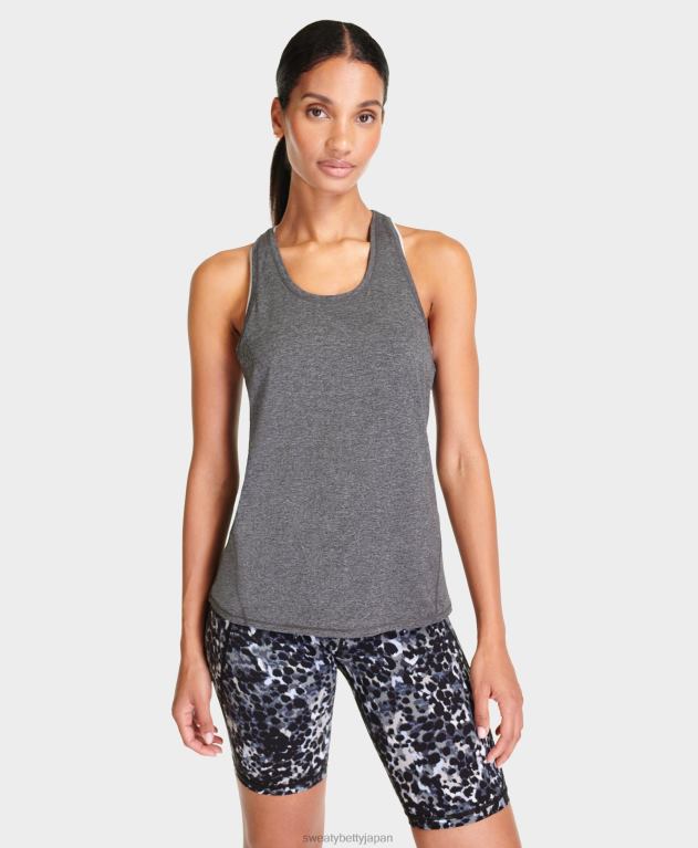 Sweaty Betty 女性 トレーニングタンクにエネルギーを供給する L4RHF1101 衣類 ブラックメランジ