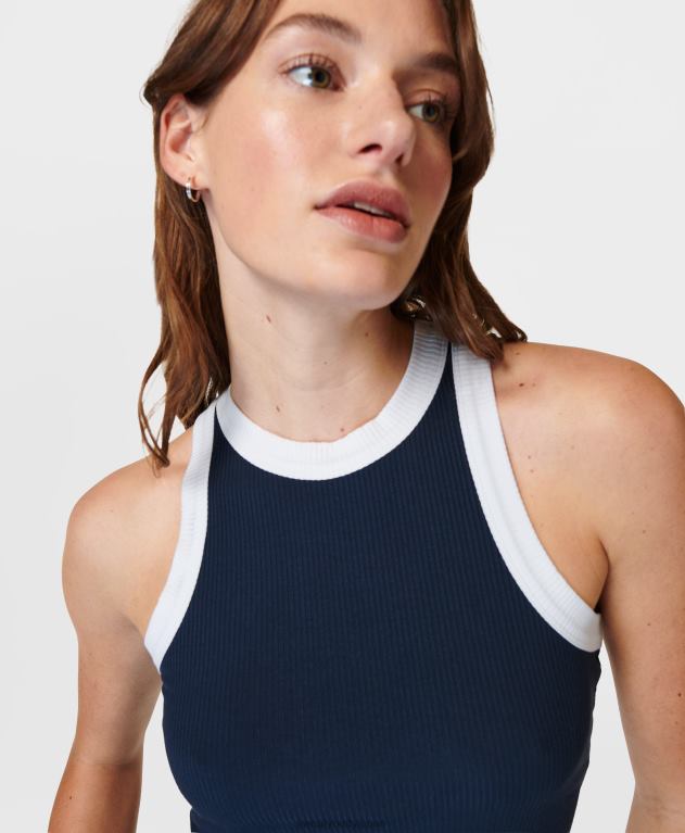 Sweaty Betty 女性 ハーパーレーサータンクトップ L4RHF142 衣類 ネイビーブルー