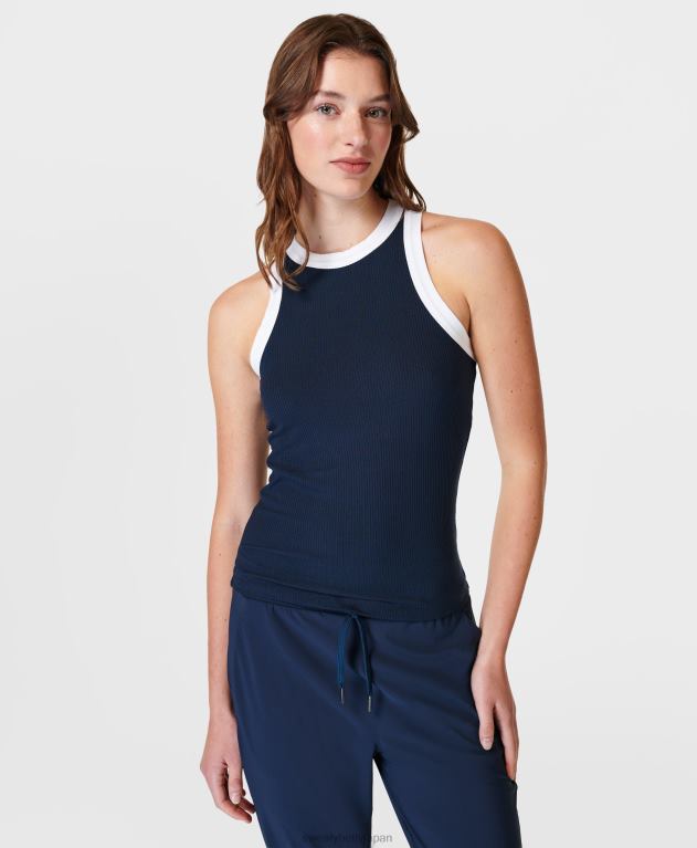 Sweaty Betty 女性 ハーパーレーサータンクトップ L4RHF142 衣類 ネイビーブルー