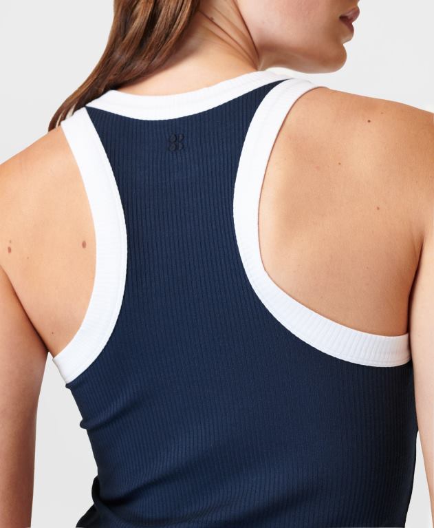 Sweaty Betty 女性 ハーパーレーサータンクトップ L4RHF142 衣類 ネイビーブルー