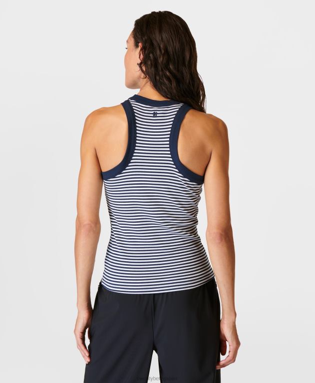 Sweaty Betty 女性 ハーパーレーサータンクトップ L4RHF144 衣類 ネイビーホワイトストライプ