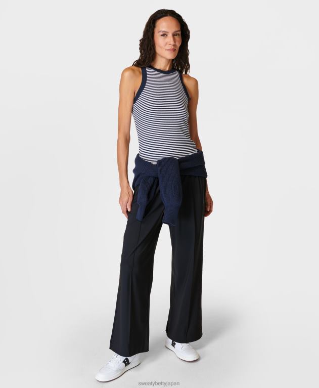 Sweaty Betty 女性 ハーパーレーサータンクトップ L4RHF144 衣類 ネイビーホワイトストライプ