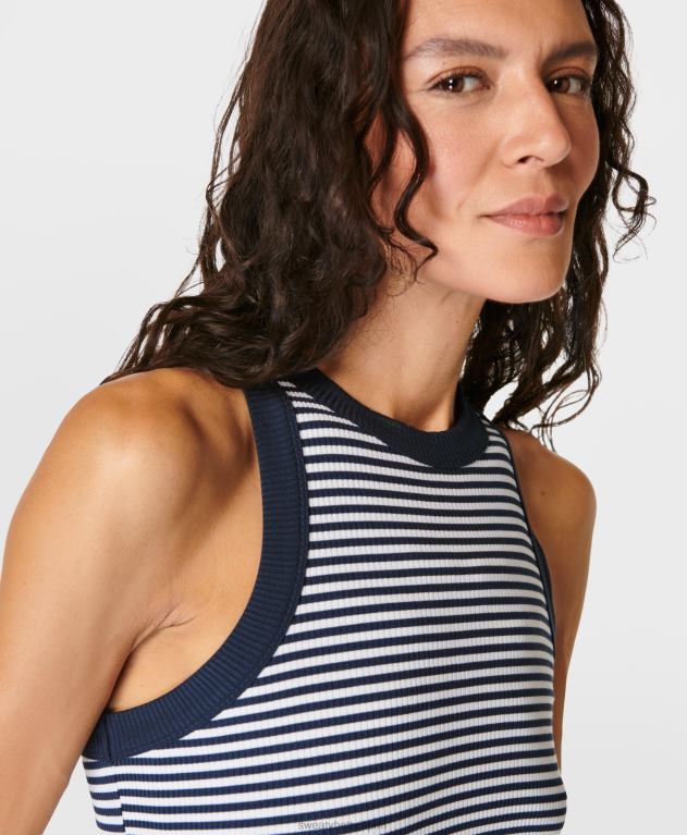 Sweaty Betty 女性 ハーパーレーサータンクトップ L4RHF144 衣類 ネイビーホワイトストライプ