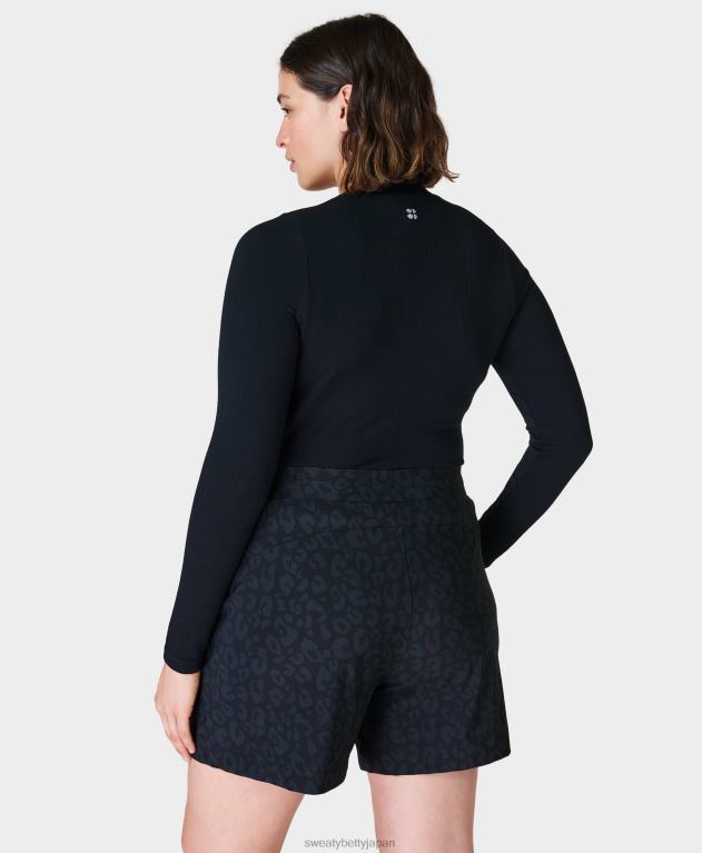 Sweaty Betty 女性 光沢のあるシームレスな長袖トップ L4RHF153 衣類 黒