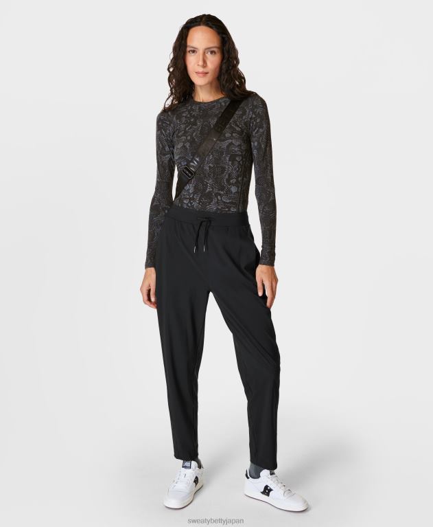 Sweaty Betty 女性 光沢のあるシームレスな長袖トップ L4RHF155 衣類 ブラックスネークジャカード