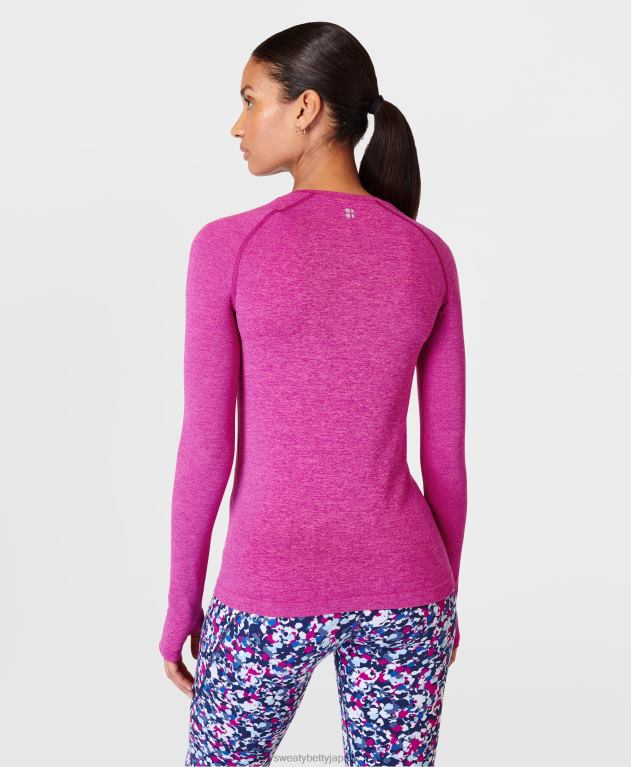 Sweaty Betty 女性 アスリート シームレス トレーニング長袖トップ L4RHF165 衣類 マゼンタ カメリア ピンクマール