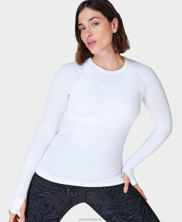 Sweaty Betty 女性 アスリート シームレス トレーニング長袖トップ L4RHF167 衣類 白