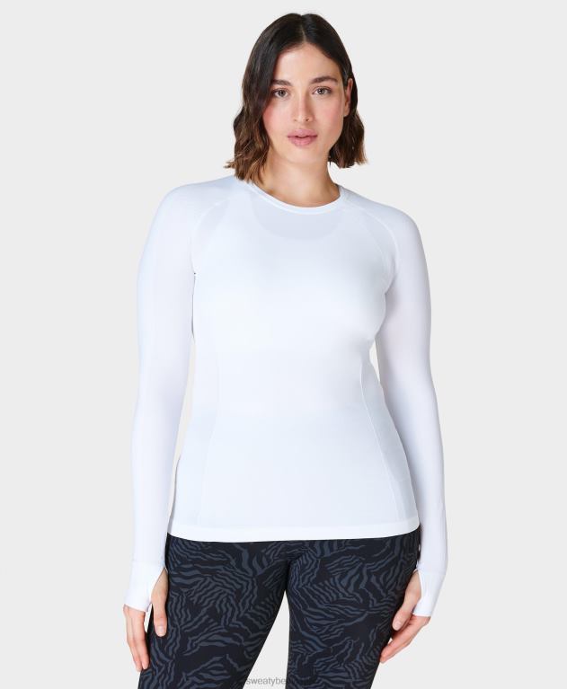 Sweaty Betty 女性 アスリート シームレス トレーニング長袖トップ L4RHF167 衣類 白