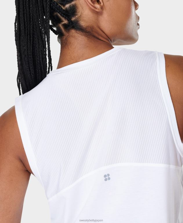 Sweaty Betty 女性 呼吸が楽なクロップマッスルタンク L4RHF202 衣類 白