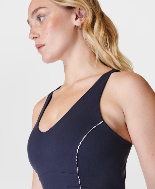 Sweaty Betty 女性 スーパーソフトピコットレースストラップブラタンク L4RHF205 衣類 ネイビーブルー