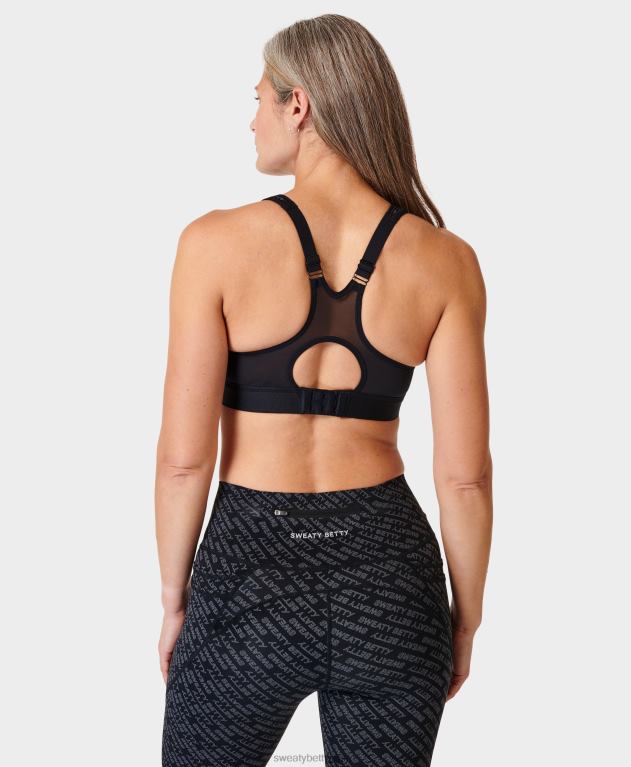 Sweaty Betty 女性 パワプロランニングブラ L4RHF213 衣類 グレーのグリッチ タイポグラフィ プリント