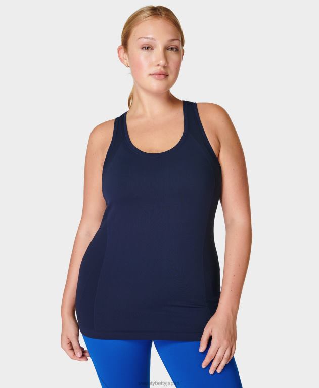 Sweaty Betty 女性 アスリートのシームレスなトレーニング タンク L4RHF224 衣類 ネイビーブルー