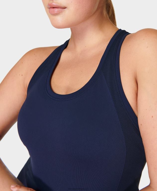 Sweaty Betty 女性 アスリートのシームレスなトレーニング タンク L4RHF224 衣類 ネイビーブルー