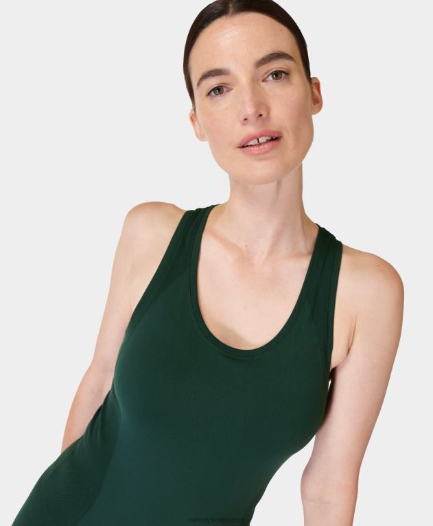 Sweaty Betty 女性 アスリートのシームレスなトレーニング タンク L4RHF225 衣類 トレッキンググリーン